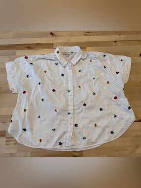 Madewell Confetti Embroidered Floral Short Sleeve Shirt